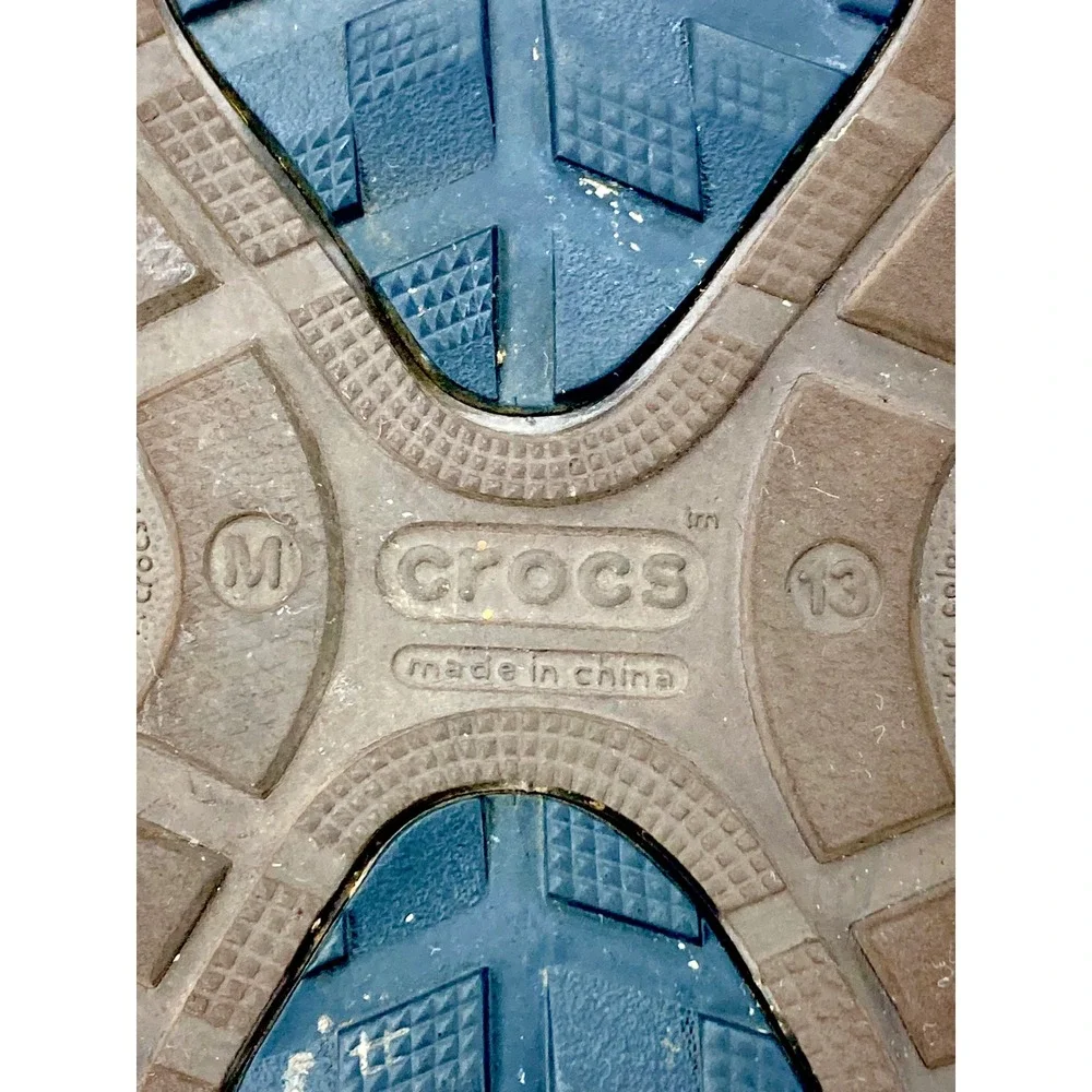 Crocs Leather Yukon Sport Clog Men 13 Brown Comfort Rugged Slip On Outdoor Mules